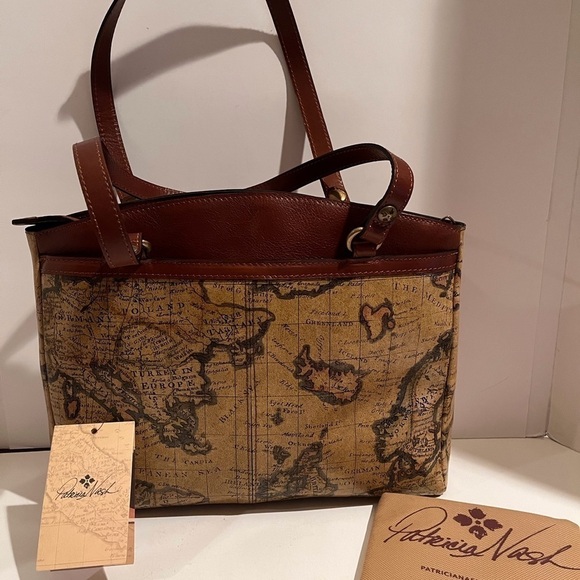 NWT Patricia Nash Leather European Map Collection Poppy Tote - Picture 15 of 15